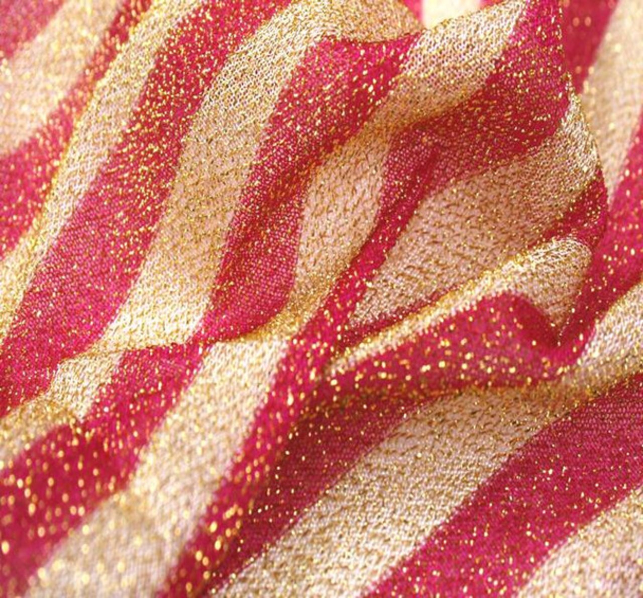 1 Yard Sparkle Fuchsia Gold Knit 73% Nylon 27% Polyester Fabric Lightweight 58/60" Glitter Fabric for Dance & Fashion